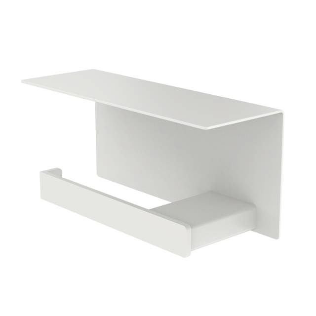 Toilet roll holder with a shelf, left-oriented, white